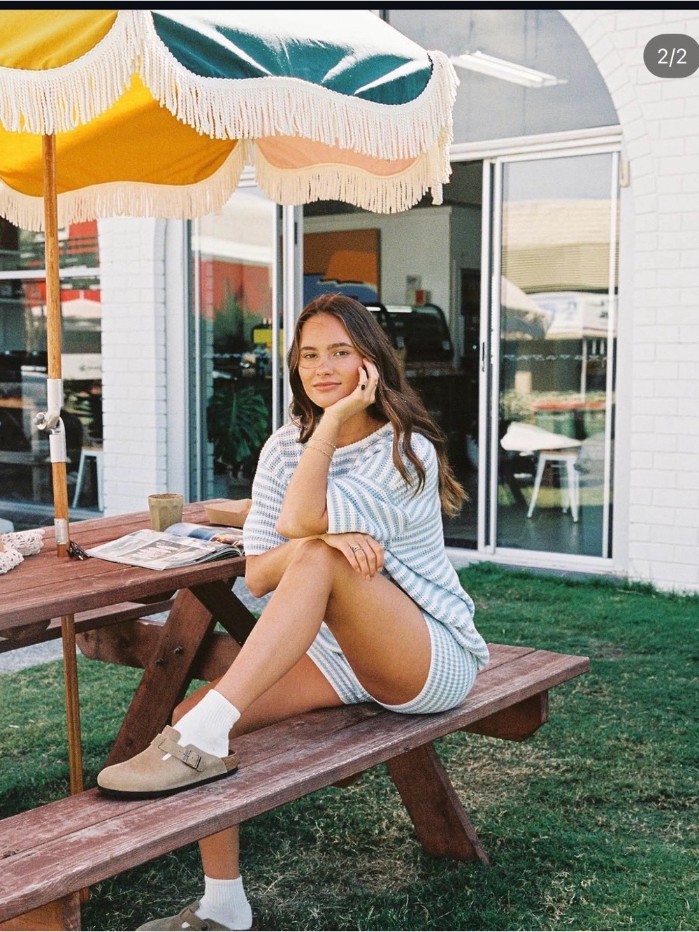 Rhythm blue stripe knit tee